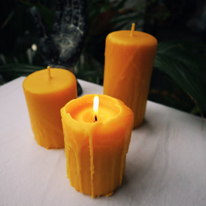 Natural Yellow 100% Beeswax Pillar Candle - Small 4"