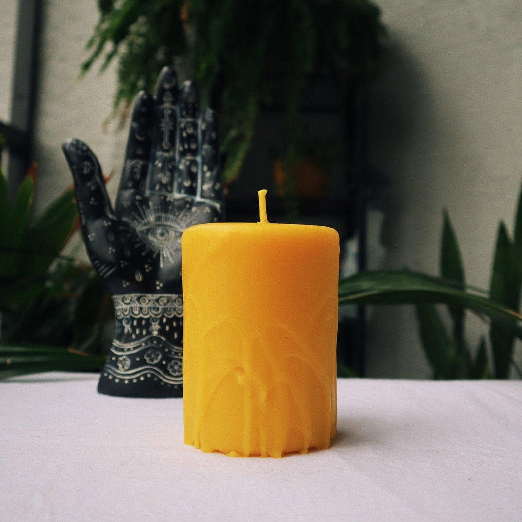 Natural Yellow 100% Beeswax Pillar Candle - Small 4