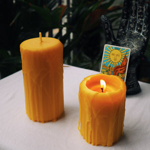 Natural Yellow 100% Beeswax Pillar Candle - Large 6"